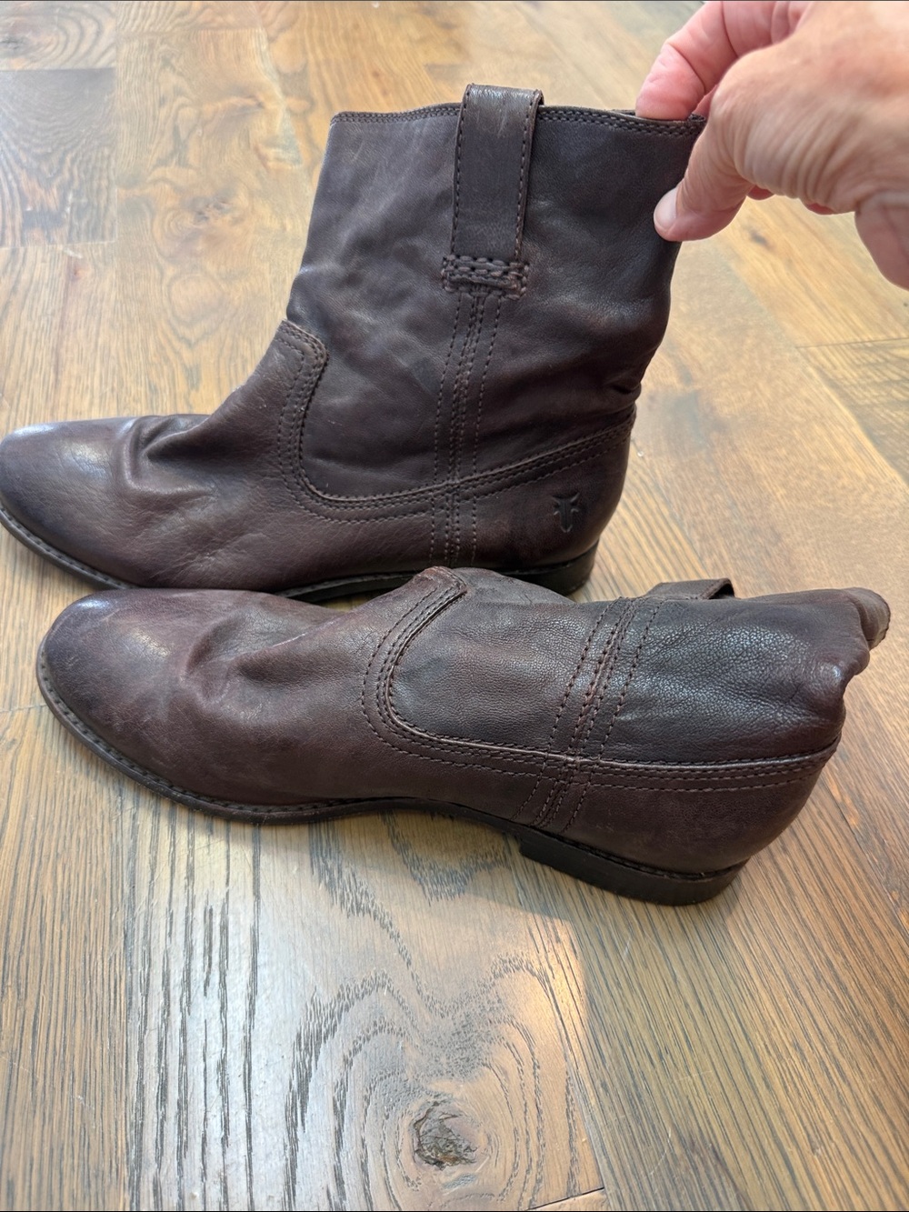 Frye Rustic Brown Leather Ankle Boots
